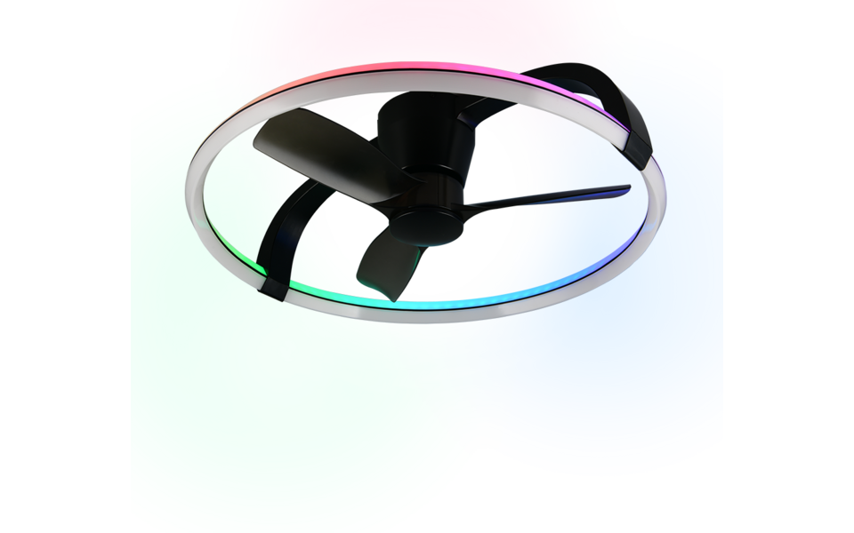 Trio Lighting Trio STOCKHOLM LED ceiling fan light | 1x 37W 4300 lm 2700-6500K | black | Ø 73.5 cm | IP20 | 23 cm