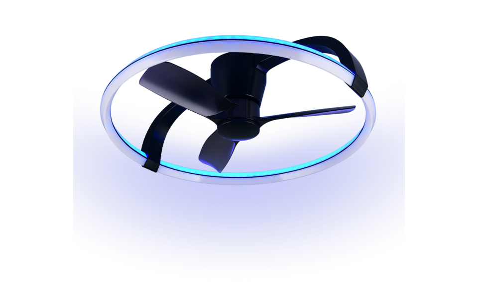 Trio Lighting Trio STOCKHOLM LED ceiling fan light | 1x 37W 4300 lm 2700-6500K | black | Ø 73.5 cm | IP20 | 23 cm