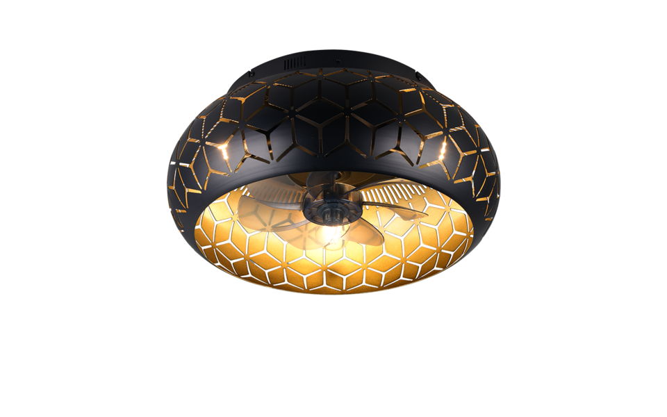Trio Lighting Trio BIDAR ceiling fan light | 3x E27 max 40W | black with gold | Ø 48 cm | IP20 | 22 cm