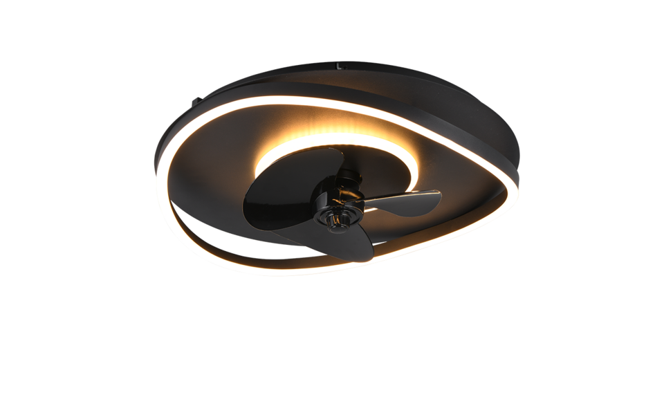 Trio Lighting Trio SORTLAND LED ceiling fan light | 1x 36W 3600 lm 2700-6500K | black | Ø 50 cm | IP20 | 15 cm