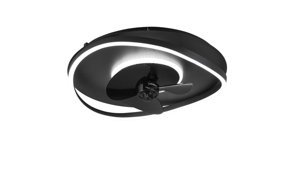 Trio Lighting Trio SORTLAND VENTILATOR plafondlamp | LED | mat zwart | Ø 50 cm | IP20 | 1x 30W | 3500 lm | 2700-6500K | dimbaar