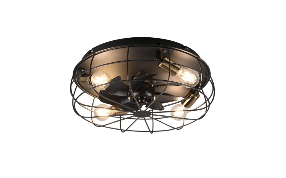 Trio Lighting Trio TRONDHEIM ceiling fan light | 4x E27 max 40W | black | Ø 48.5 cm | IP20 | 17.5 cm