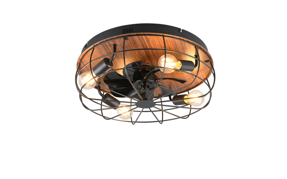 Trio Lighting Trio TRONDHEIM VENTILATOR plafondlamp | E27 Fitting | mat zwart | Ø 48 cm | IP20 | excl. 4x E27 | max. 10W | dimbaar