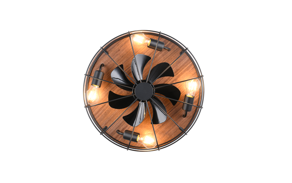 Trio Lighting Trio TRONDHEIM ceiling fan light | 4x E27 max 40W | black | Ø 48.5 cm | IP20 | 17.5 cm