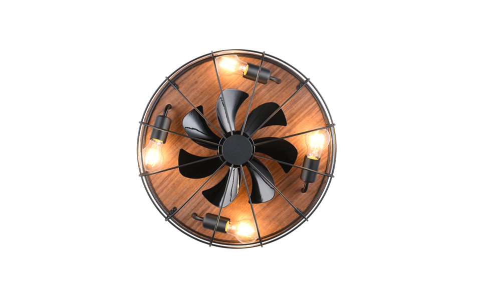 Trio Lighting Trio TRONDHEIM VENTILATOR plafondlamp | E27 Fitting | mat zwart | Ø 48 cm | IP20 | excl. 4x E27 | max. 10W | dimbaar