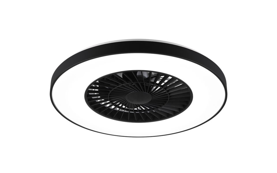 Trio Lighting Trio HALMSTADT VENTILATOR plafondlamp | LED | mat zwart met wit | Ø 58 cm | IP20 | 1x 38W | 4400 lm | 2700-6500K | dimbaar