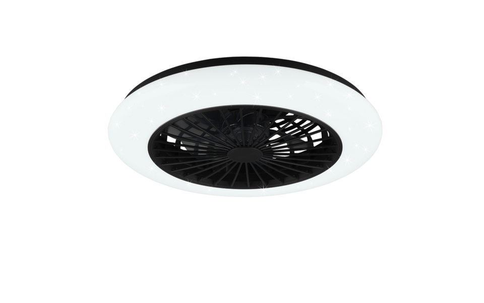 Trio Lighting Trio STRALSUND VENTILATOR plafondlamp | LED | mat zwart | Ø 49 cm | IP20 | 1x 30W | 3500 lm | 2700-6500K | dimbaar