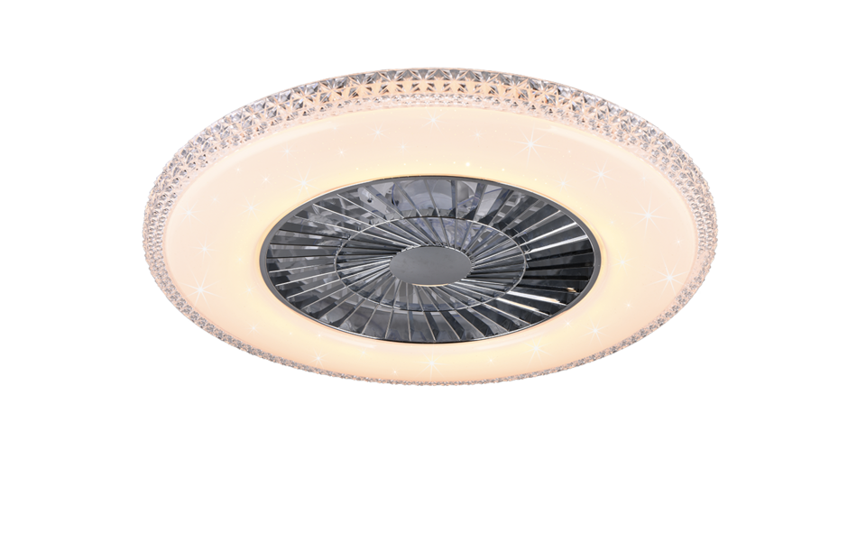 Trio Lighting Trio HARSTAD VENTILATOR plafondlamp | LED | chroom met wit | Ø 60 cm | IP20 | 1x 38W | 4400 lm | 2700-6500K | dimbaar Trio Lighting Trio HARSTAD VENTILATOR plafondlamp | LED | chroom met wit | Ø 60 cm | IP20 | 1x 38W | 4400 lm | 2700-6500K | dimbaar