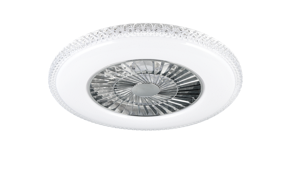 Trio Lighting Trio HARSTAD VENTILATOR plafondlamp | LED | chroom met wit | Ø 60 cm | IP20 | 1x 38W | 4400 lm | 2700-6500K | dimbaar Trio Lighting Trio HARSTAD VENTILATOR plafondlamp | LED | chroom met wit | Ø 60 cm | IP20 | 1x 38W | 4400 lm | 2700-6500K | dimbaar