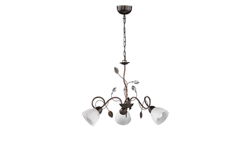 Trio Lighting Trio TRADITIO hanglamp | E14 Fitting | roestkleur antiek met albast | Ø 70 cm | IP20 | excl. 3x E14 | max. 40W