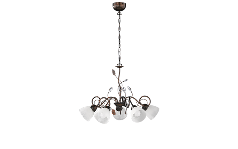 Trio Lighting Trio TRADITIO hanglamp | E14 Fitting | roestkleur antiek met albast | Ø 70 cm | IP20 | excl. 5x E14 | max. 40W Trio Lighting Trio TRADITIO hanglamp | E14 Fitting | roestkleur antiek met albast | Ø 70 cm | IP20 | excl. 5x E14 | max. 40W