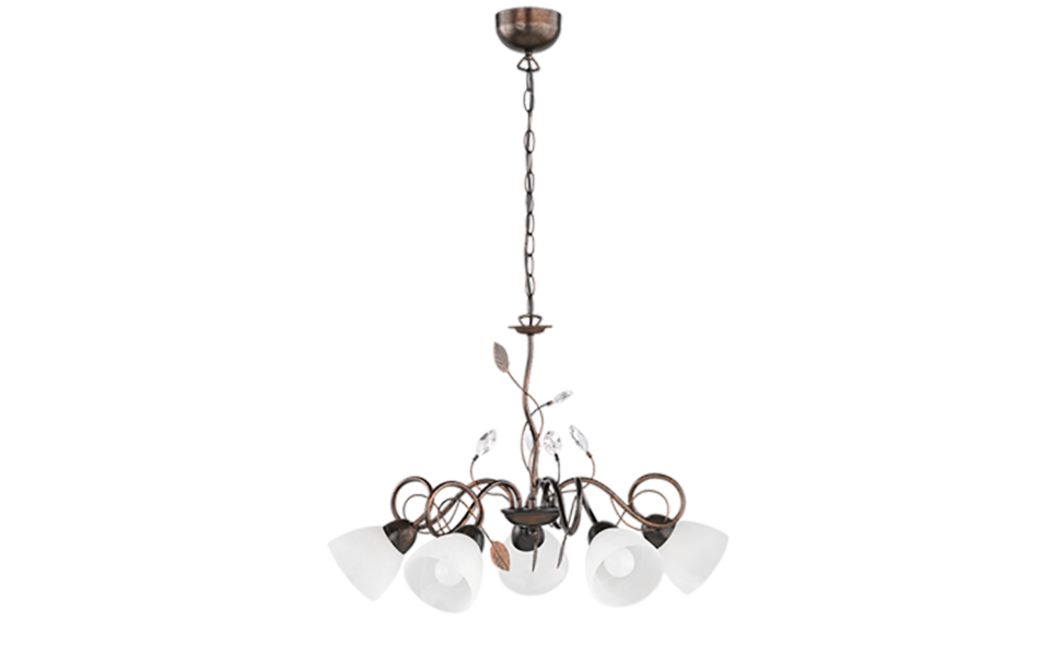 Trio Lighting Trio TRADITIO hanglamp | E14 Fitting | roestkleur antiek met albast | Ø 70 cm | IP20 | excl. 5x E14 | max. 40W Trio Lighting Trio TRADITIO hanglamp | E14 Fitting | roestkleur antiek met albast | Ø 70 cm | IP20 | excl. 5x E14 | max. 40W