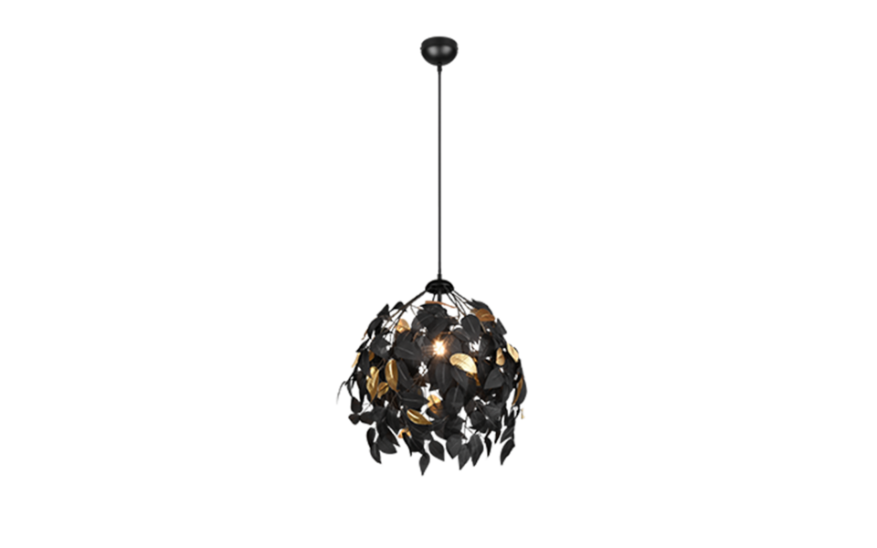 Trio Lighting Trio LEAVY hanglamp | E27 Fitting | mat zwart met zwart met zwart met goud | Ø 38 cm | IP20 | excl. 1x E27 | max. 28W Trio Lighting Trio LEAVY hanglamp | E27 Fitting | mat zwart met zwart met zwart met goud | Ø 38 cm | IP20 | excl. 1x E27 | max. 28W