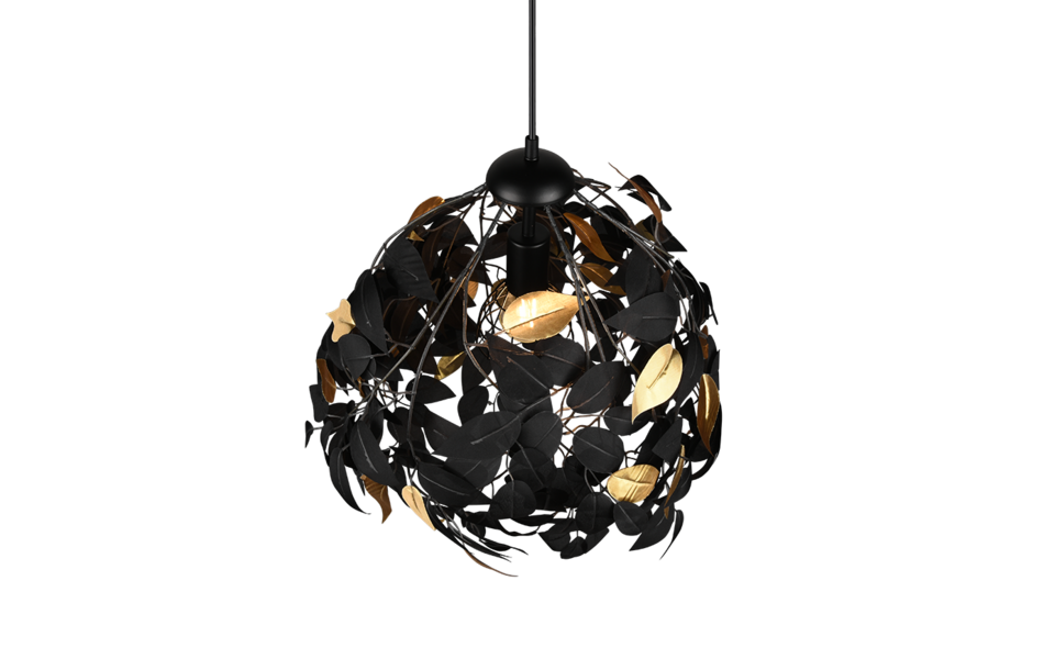 Trio Lighting Trio LEAVY pendant light | 1x E27 max 40W | black | Ø 38 cm | IP20 | 150 cm