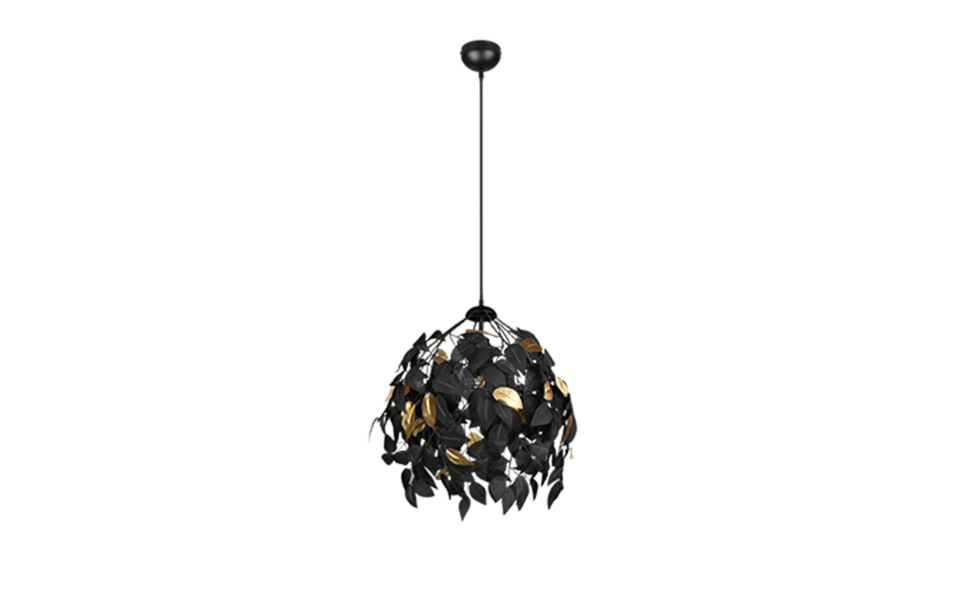 Trio Lighting Trio LEAVY pendant light | 1x E27 max 40W | black | Ø 38 cm | IP20 | 150 cm