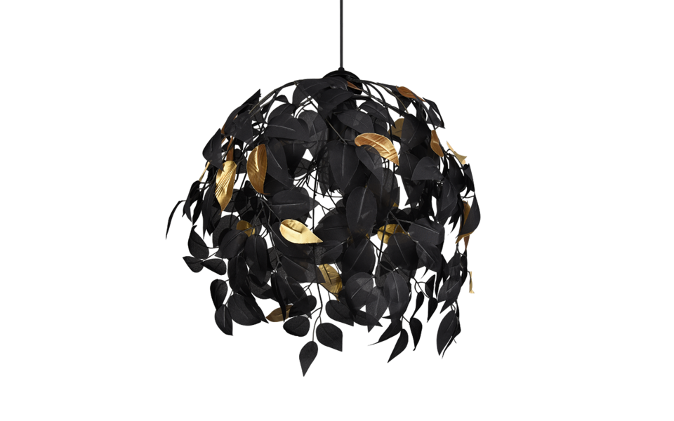 Trio Lighting Trio LEAVY hanglamp | E27 Fitting | mat zwart met zwart met zwart met goud | Ø 38 cm | IP20 | excl. 1x E27 | max. 28W Trio Lighting Trio LEAVY hanglamp | E27 Fitting | mat zwart met zwart met zwart met goud | Ø 38 cm | IP20 | excl. 1x E27 | max. 28W