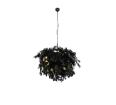 Trio Lighting Trio LEAVY hanglamp | E14 Fitting | mat zwart met zwart met zwart met goud | Ø 70 cm | IP20 | excl. 4x E14 | max. 28W