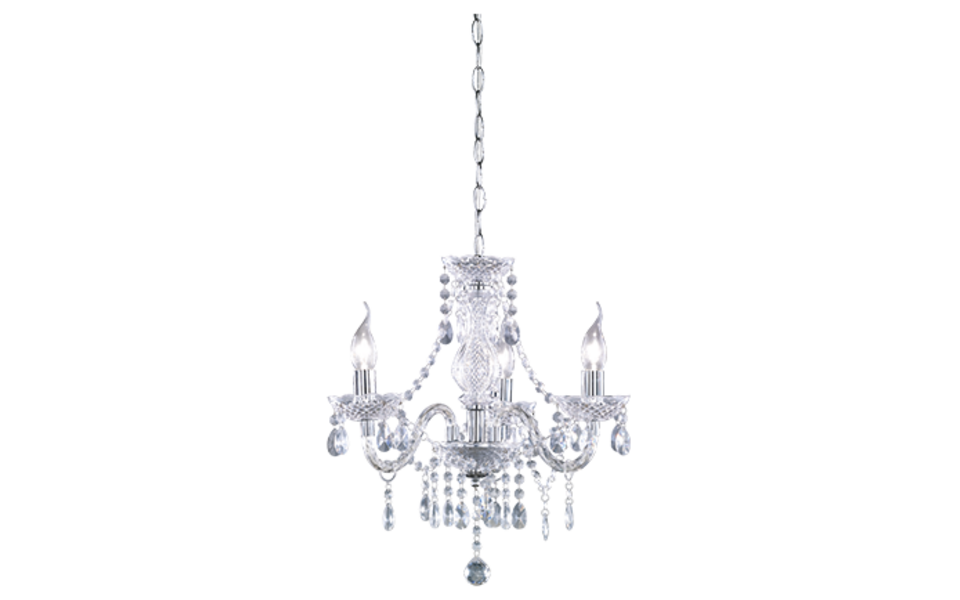 Trio Lighting Trio LÜSTER hanglamp | E14 Fitting | chroom met transparant | Ø 46 cm | IP20 | excl. 3x E14 | max. 40W