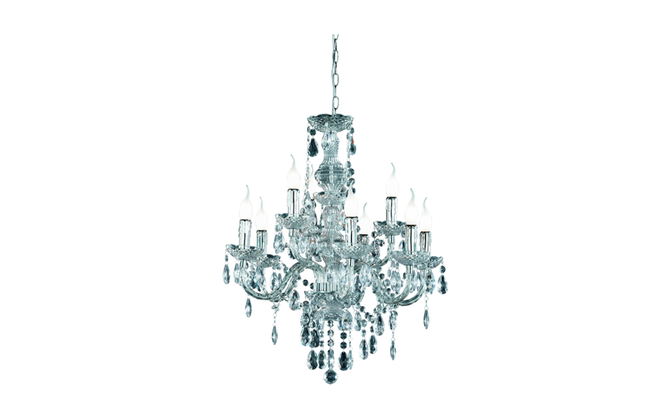 Trio Lighting Trio LÜSTER hanglamp | E14 Fitting | chroom met transparant met chroom | Ø 61 cm | IP20 | excl. 9x E14 | max. 40W