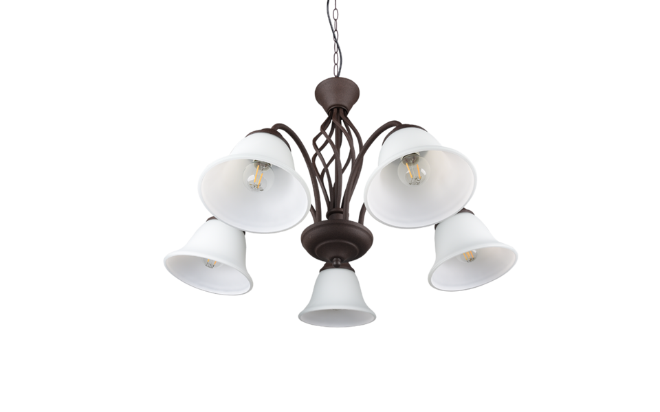 Trio Lighting Trio RUSTICA hanglamp | E14 Fitting | roestkleur met wit | Ø 60 cm | IP20 | excl. 5x E14 | max. 40W