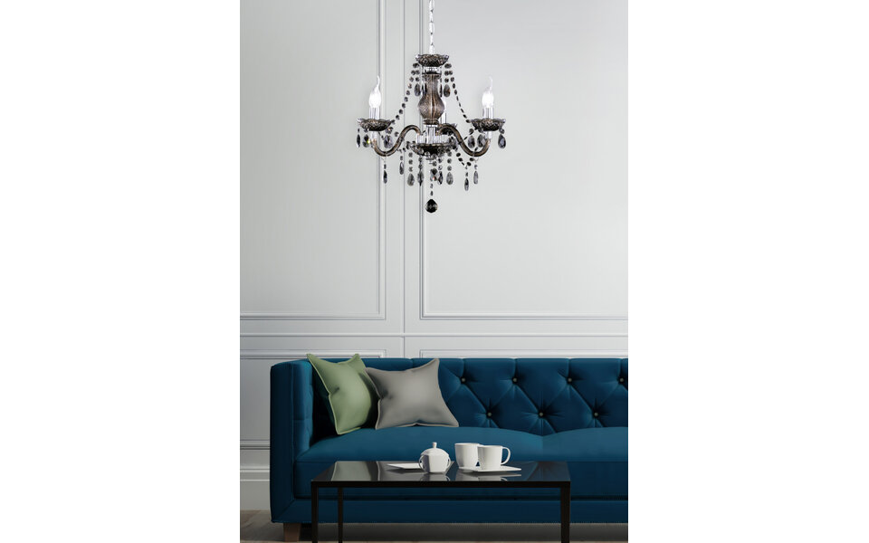 Trio Lighting Trio LÜSTER hanglamp | E14 Fitting | chroom met zwart | Ø 46 cm | IP20 | excl. 3x E14 | max. 40W Trio Lighting Trio LÜSTER hanglamp | E14 Fitting | chroom met zwart | Ø 46 cm | IP20 | excl. 3x E14 | max. 40W