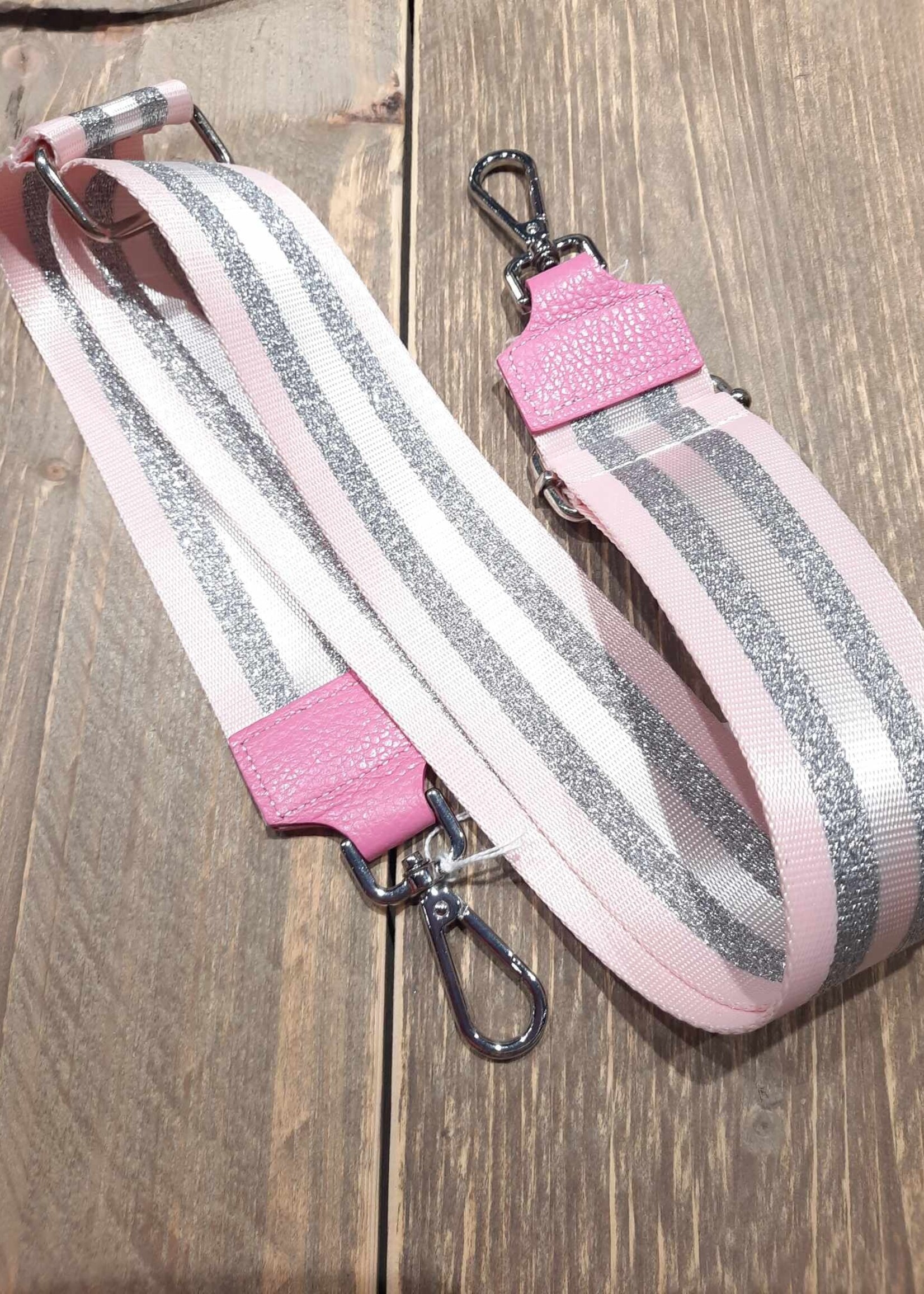 Bag Strap roze zilver glitters