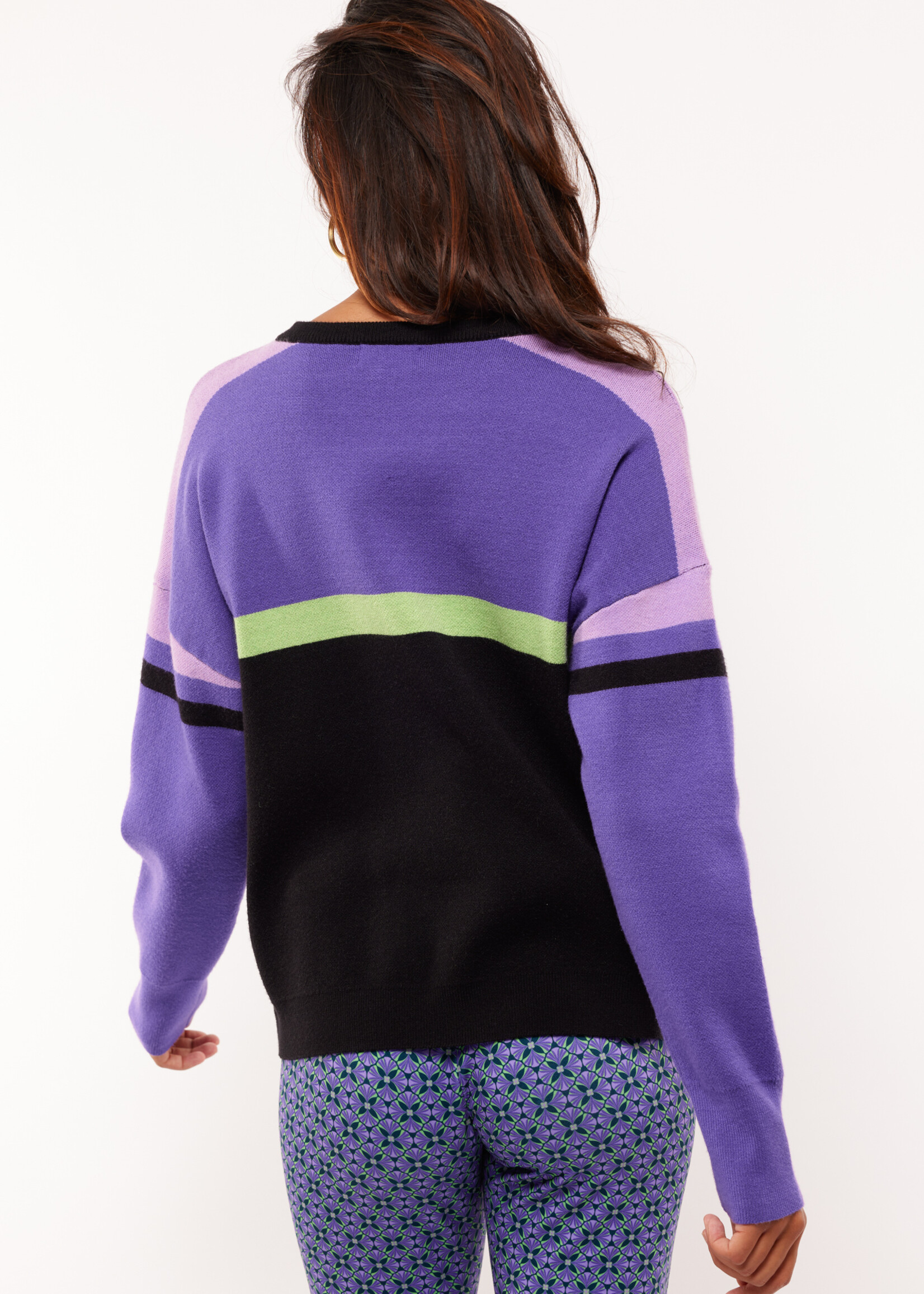 FLURESK Devon trui Purple / Black Maat 38