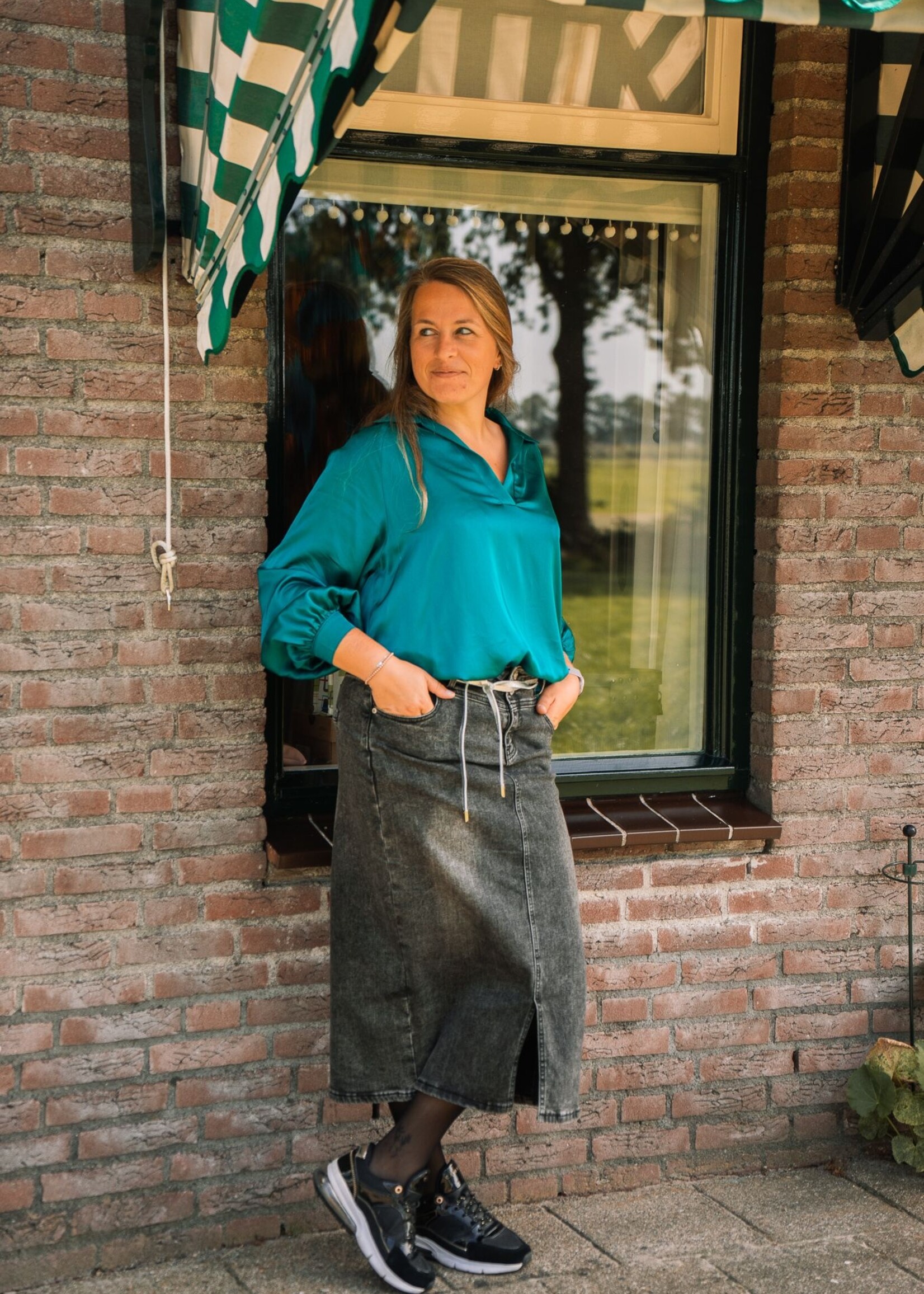 Exxcellent Amy rok Denim Dark Grey Maat 54