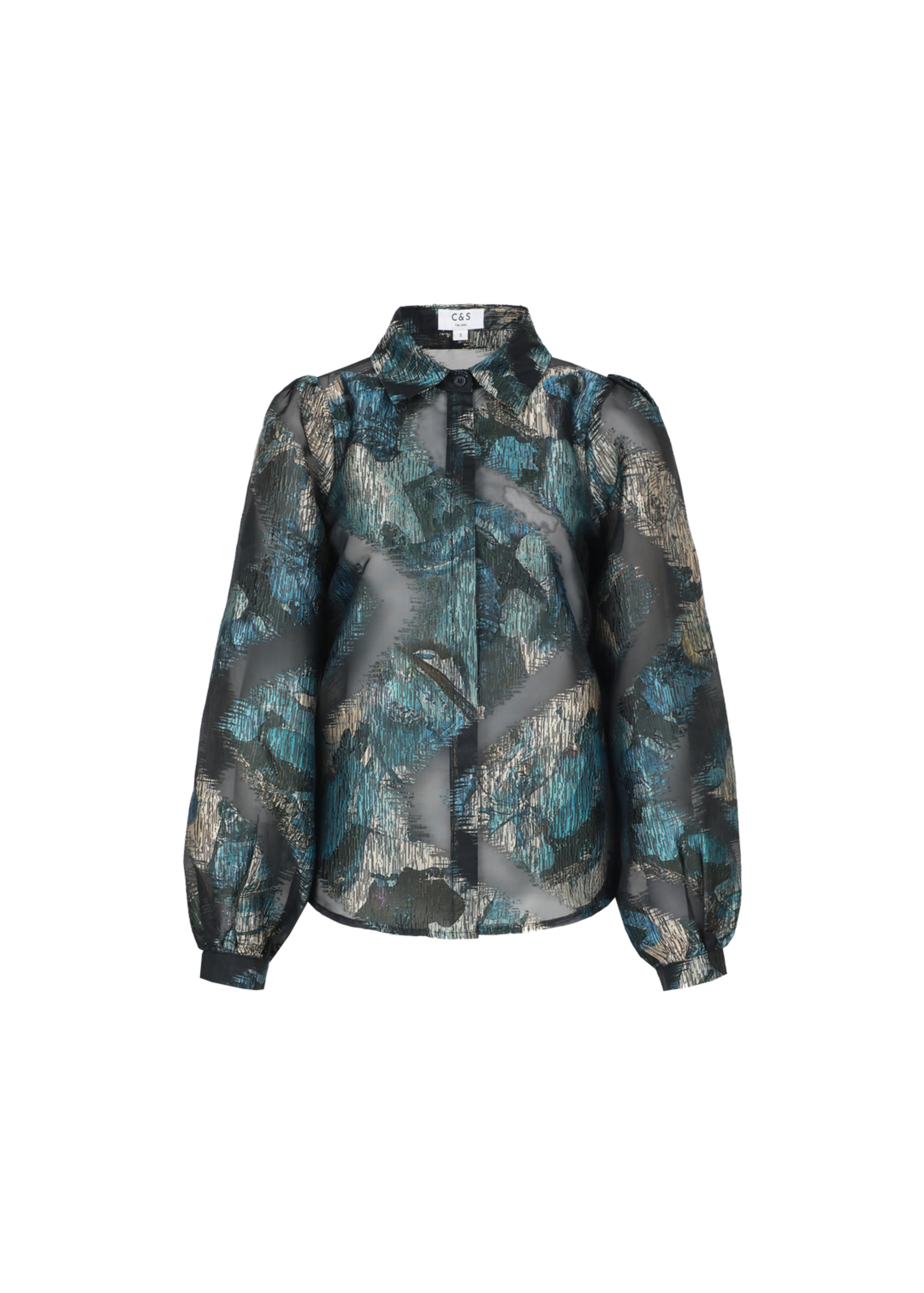 C&S The Label Isabel Blouse Black / Deep Sea Maat S en XL