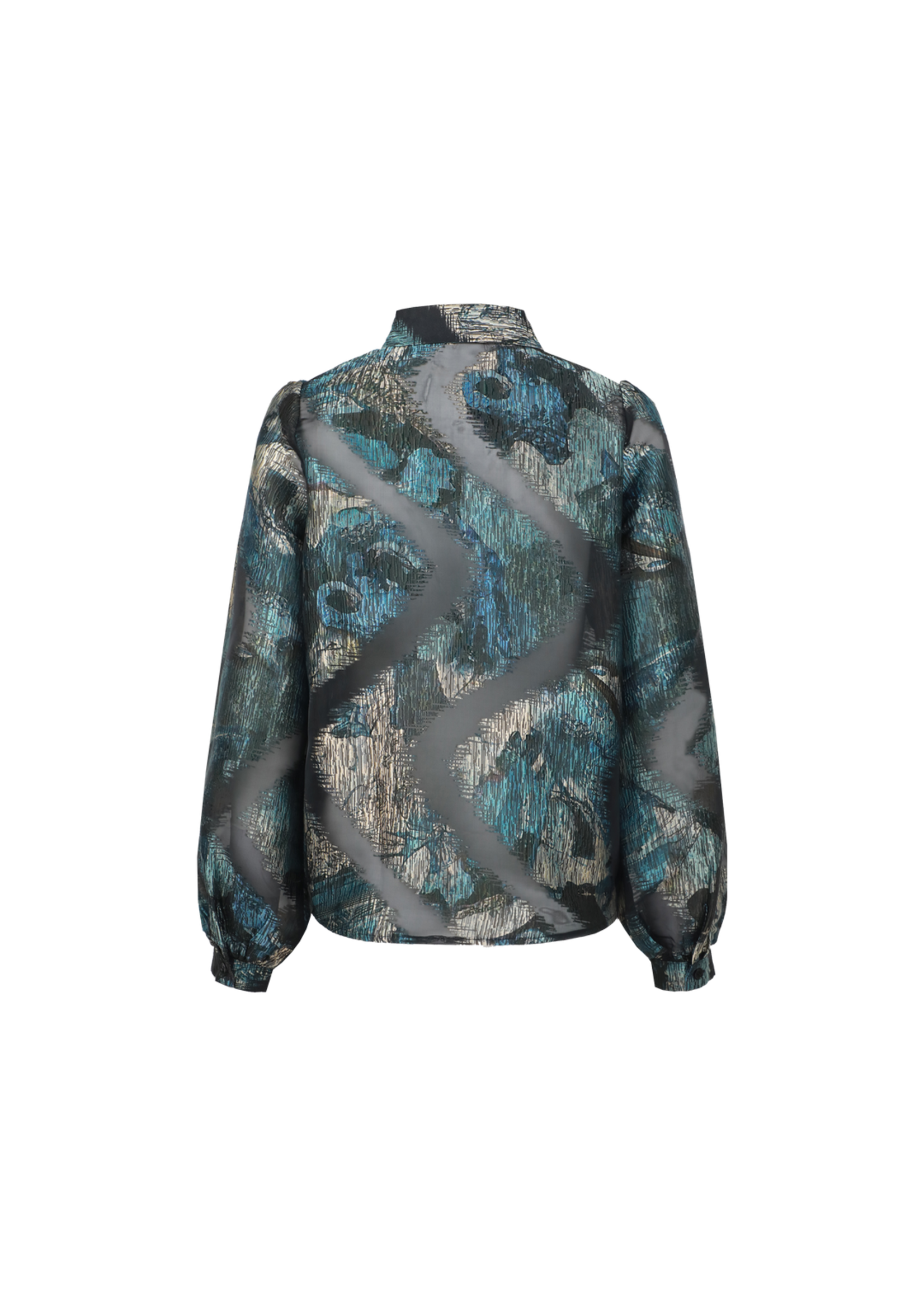 C&S The Label Isabel Blouse Black / Deep Sea Maat S en XL