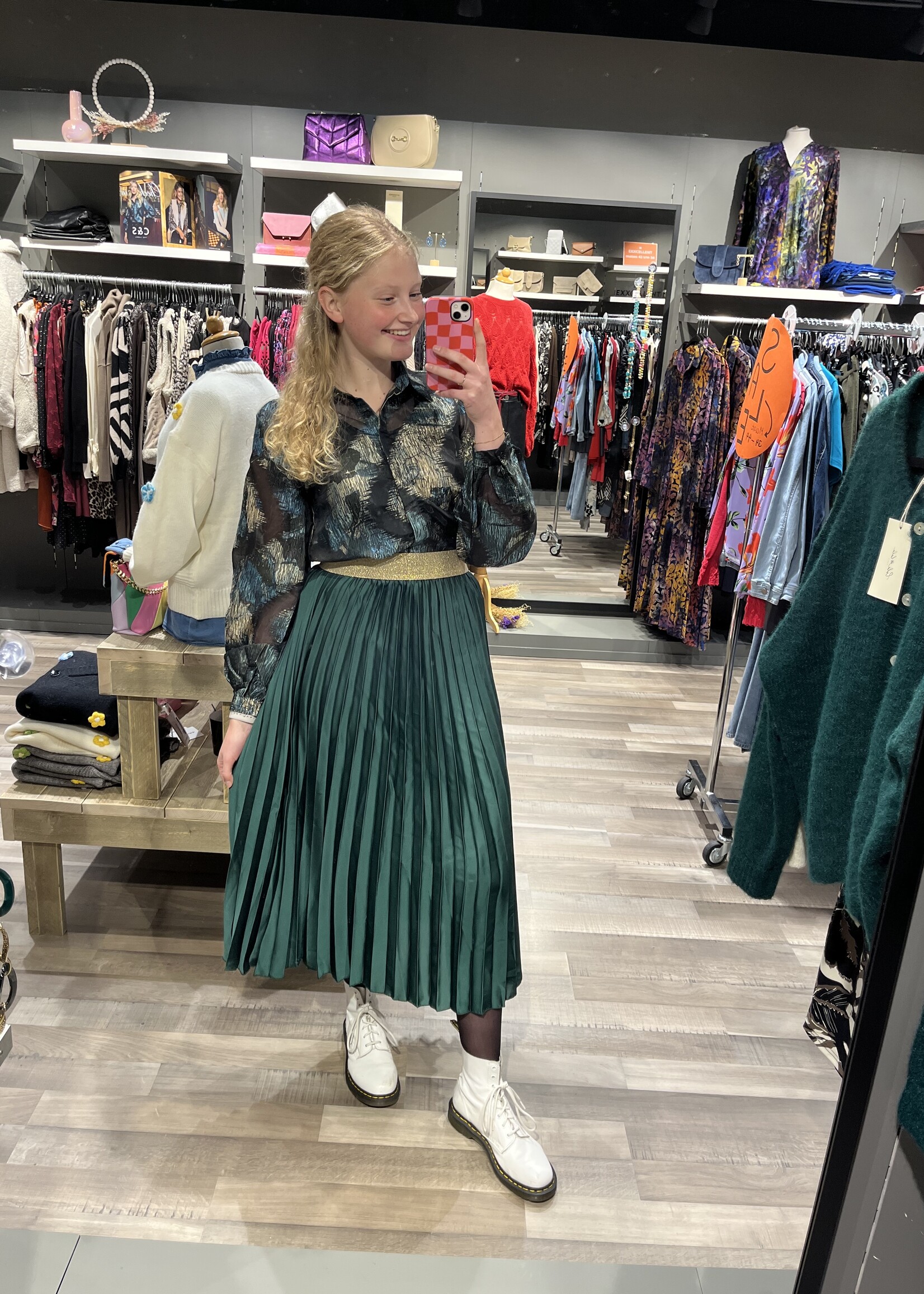 Plisse Rok Donker Groen