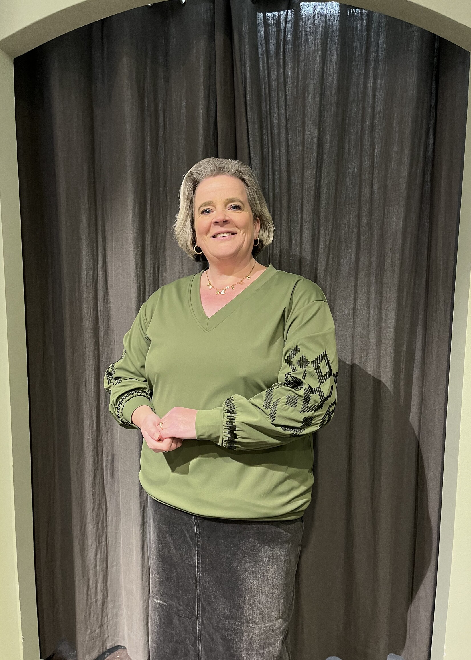 Exxcellent Leslie top Forest Green