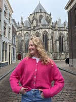 Maddie vestje gebreid Fuchsia