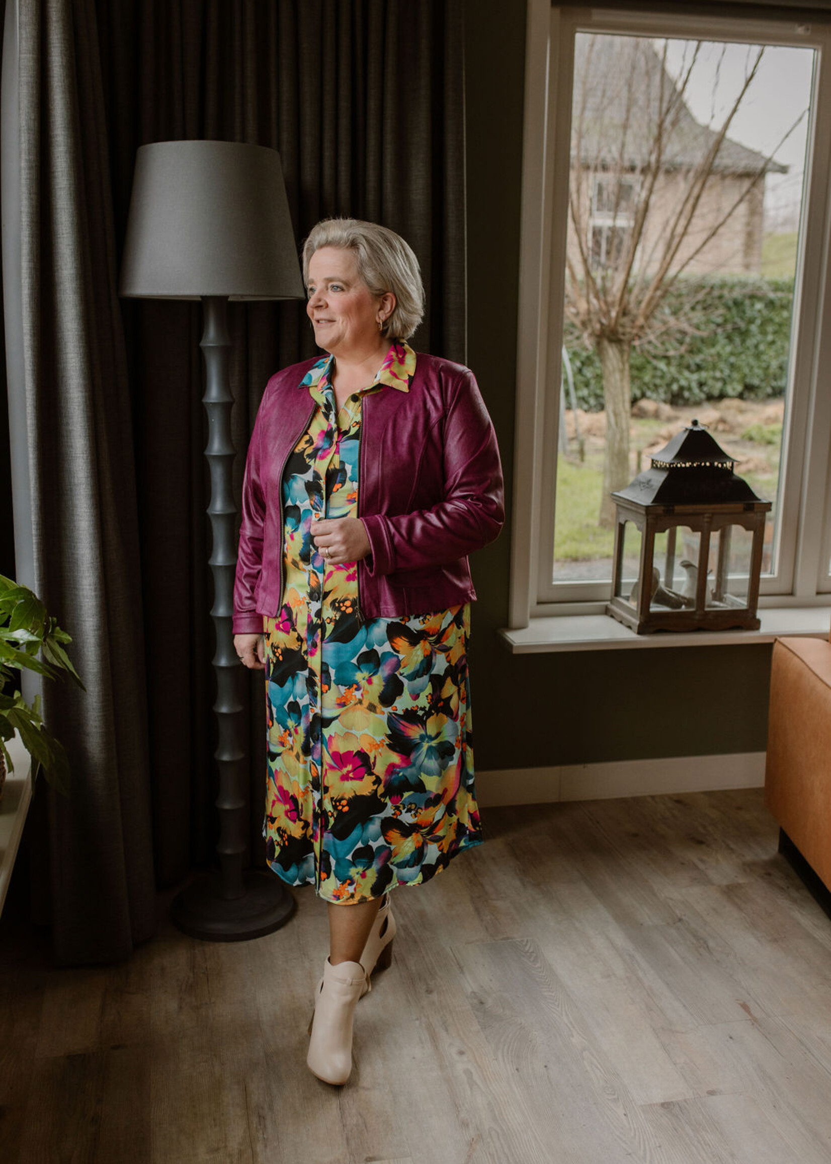 Ophilia Lara Vintage Leather Plum Maat 1