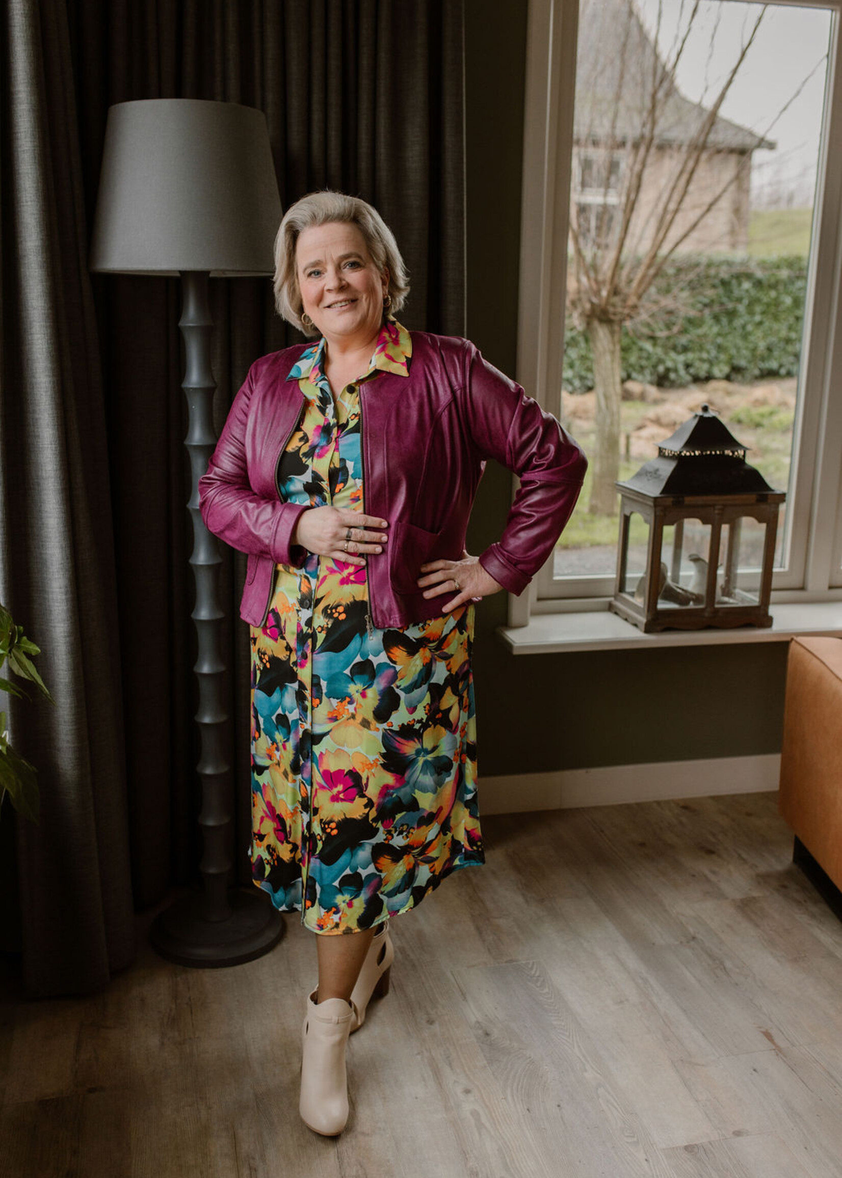 Ophilia Lara Vintage Leather Plum Maat 1