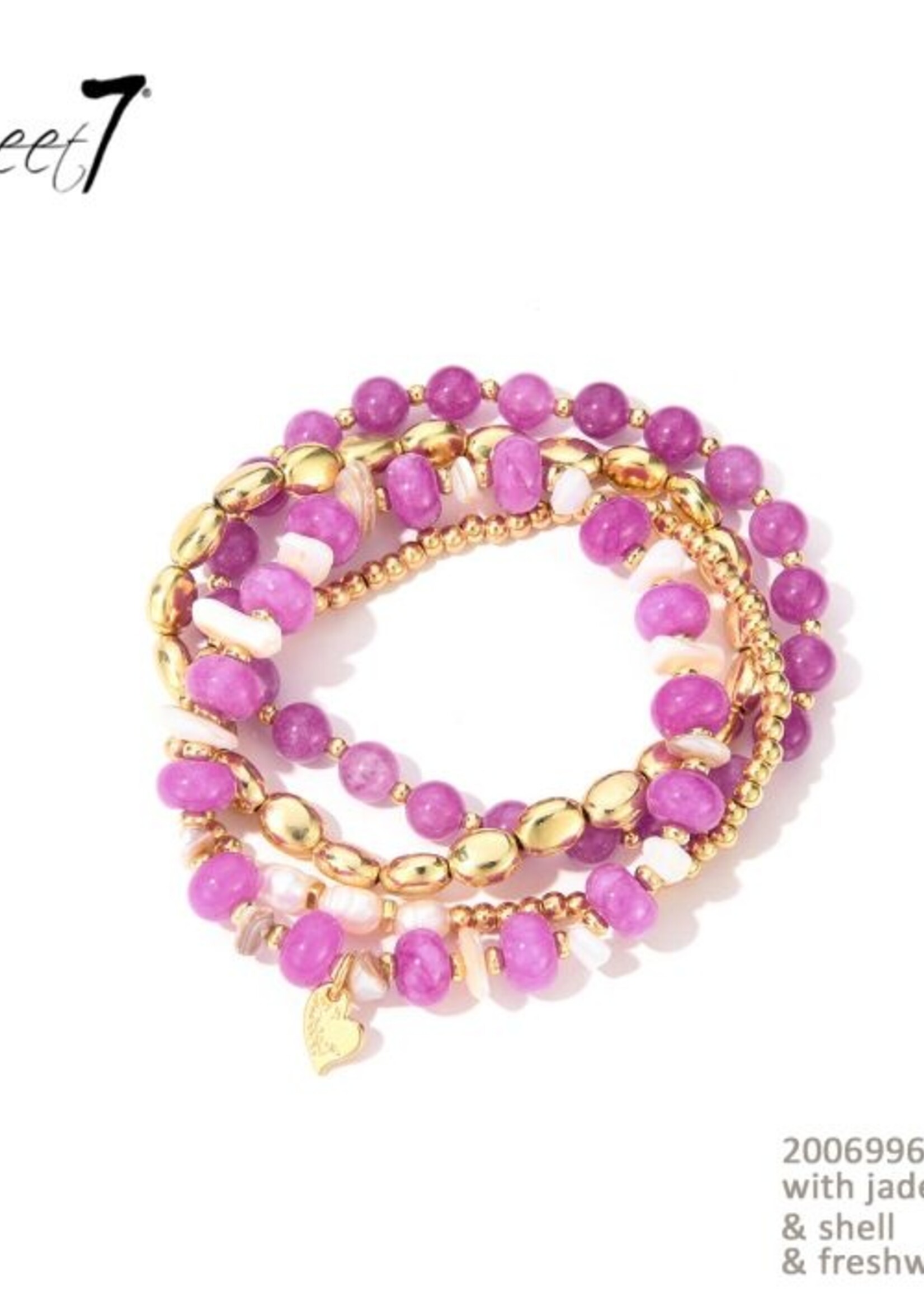 Sweet7 Armband Nella goudkleurig roze 200699615