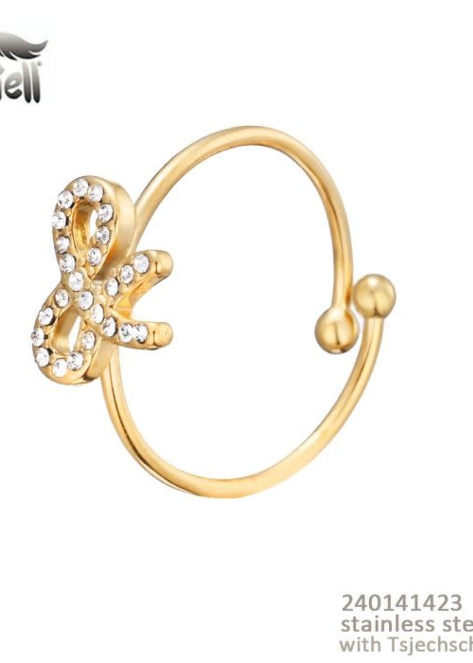 Sweet7 Ring strik Sibel goudkleurig 240141423 verstelbaar