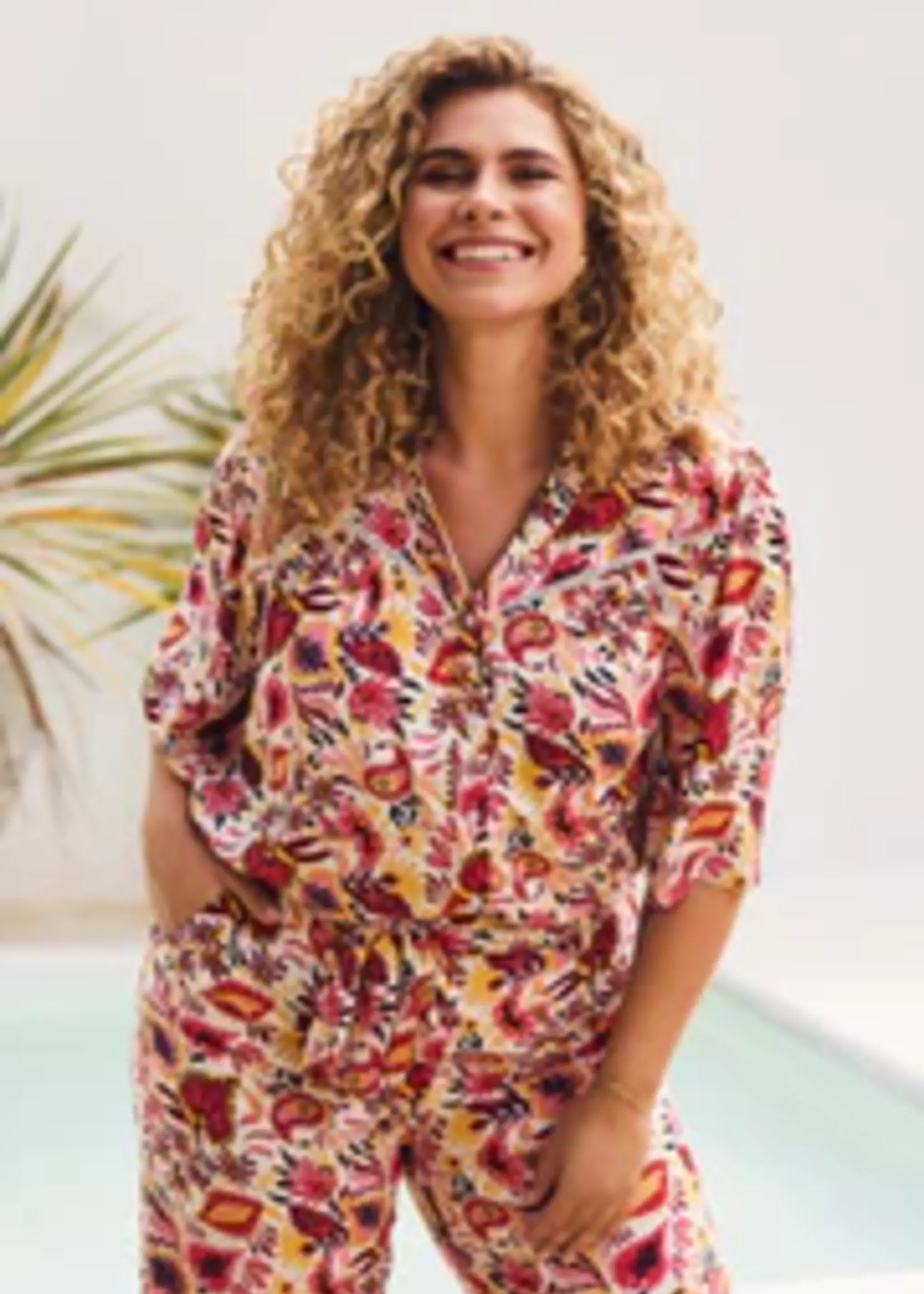 Exxcellent Anwen Pants Offwhite/Sweet Red Maat 48