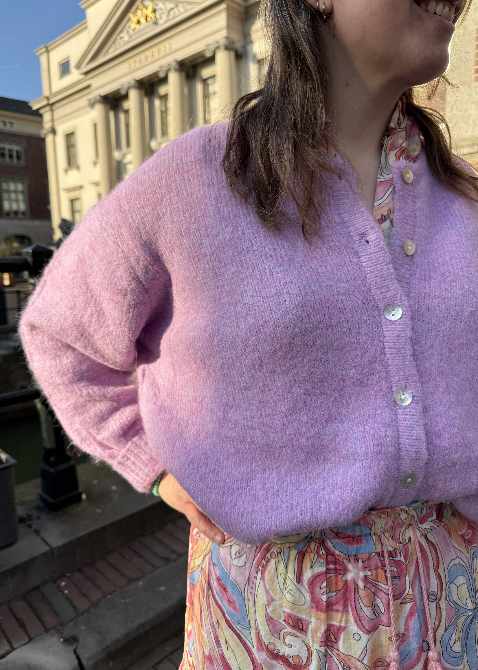 Maddie vestje gebreid Lavendel