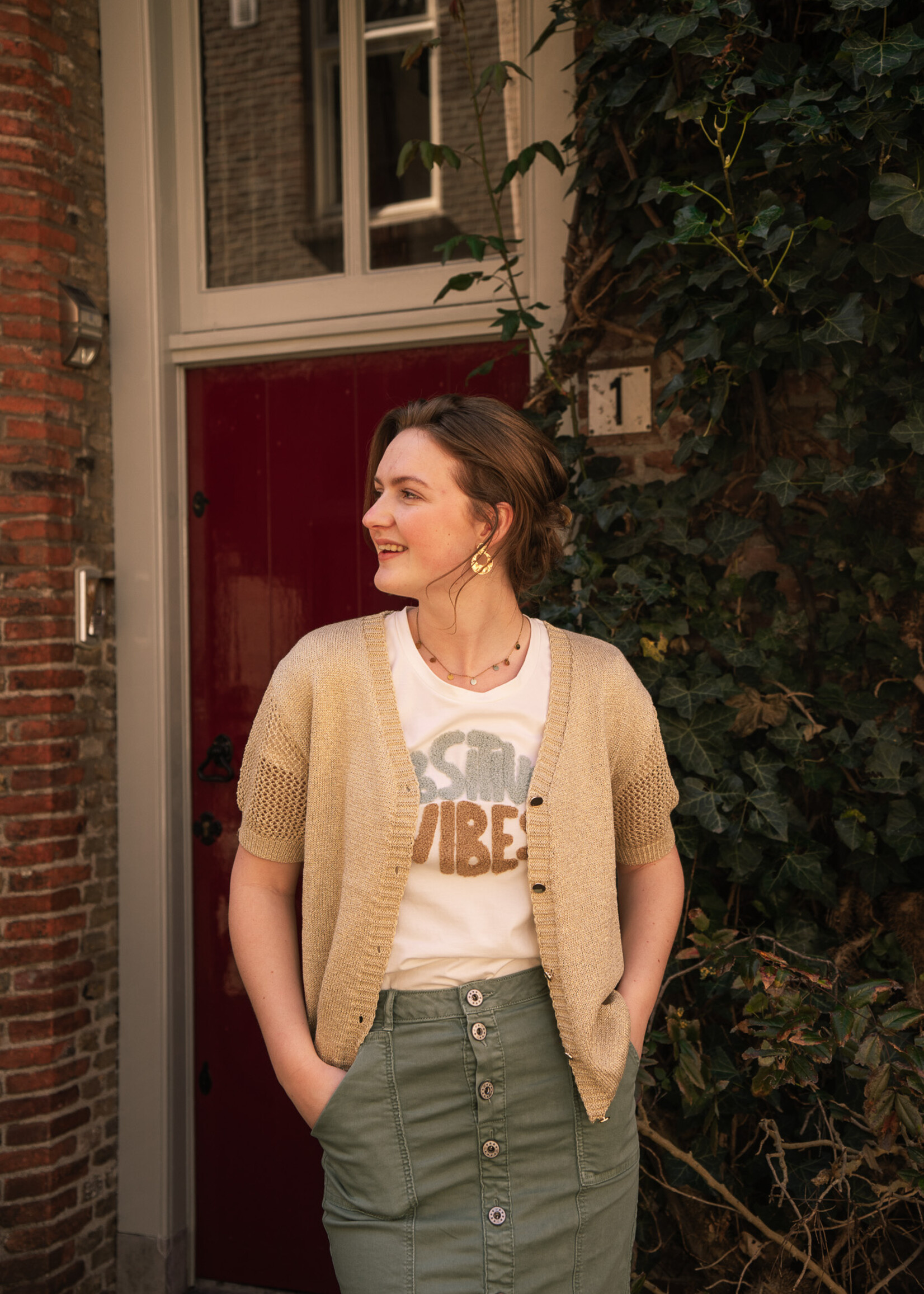 C&S The Label Myrtha Cardigan Sand