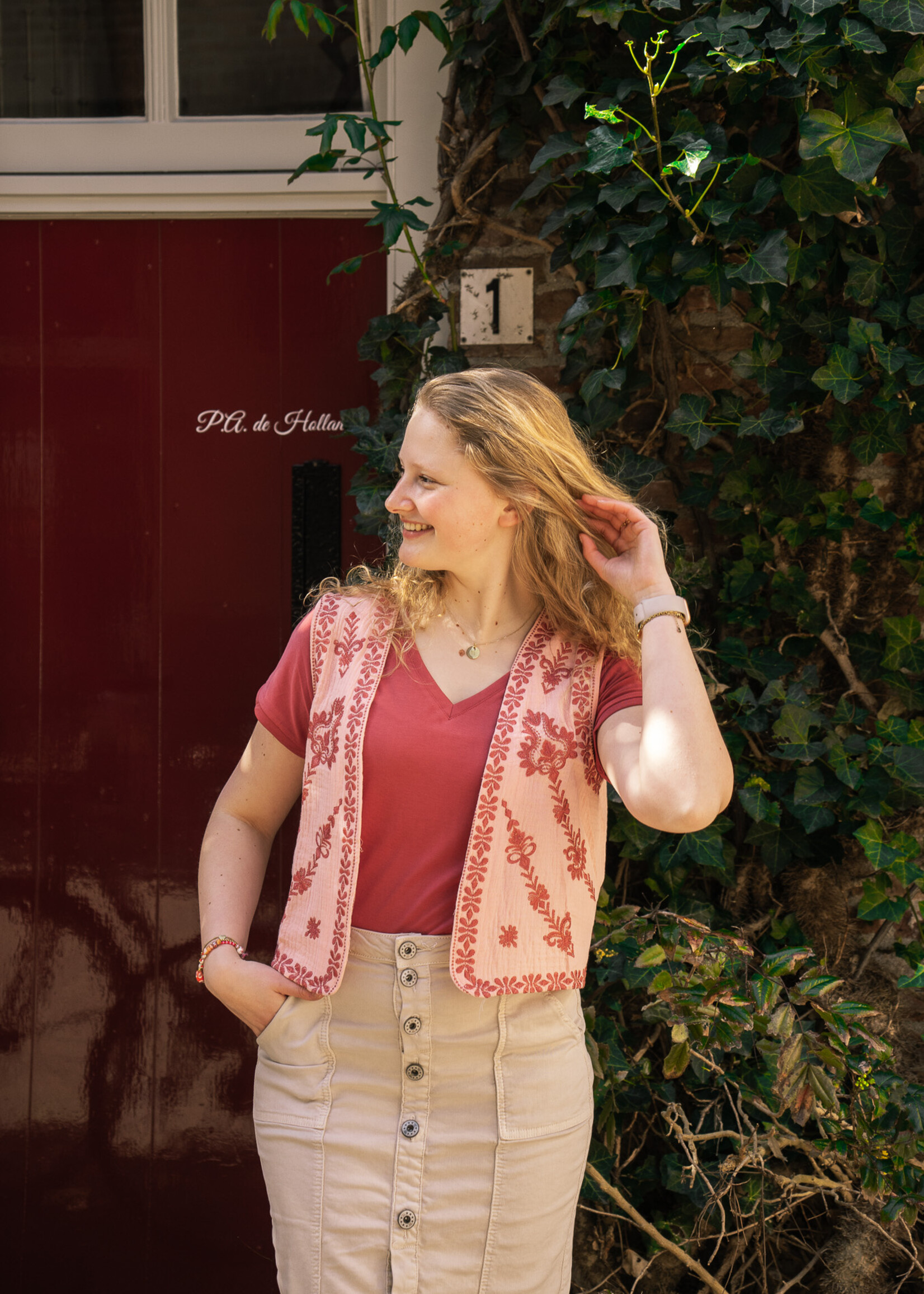 C&S The Label Clementine Top Slate Rose Maat L