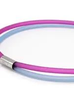 Cubes Rubber ketting 2 lijns fel roze/aqua large