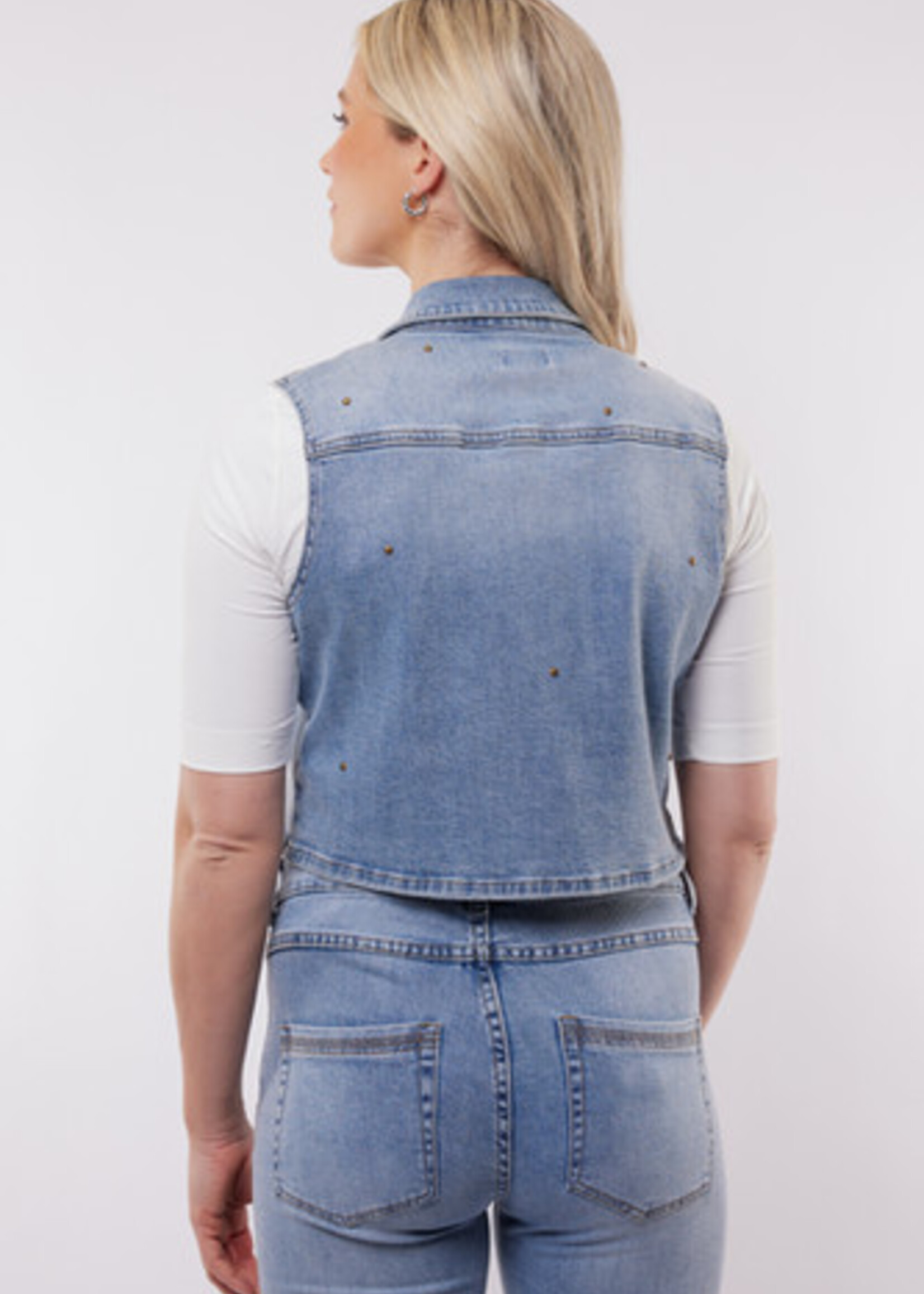 C&S The Label Riomaggiore Gilet Denim Mid Blue
