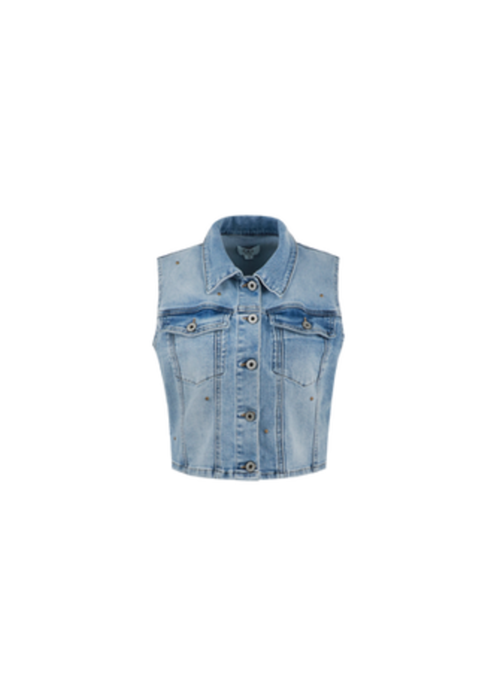 C&S The Label Riomaggiore Gilet Denim Mid Blue