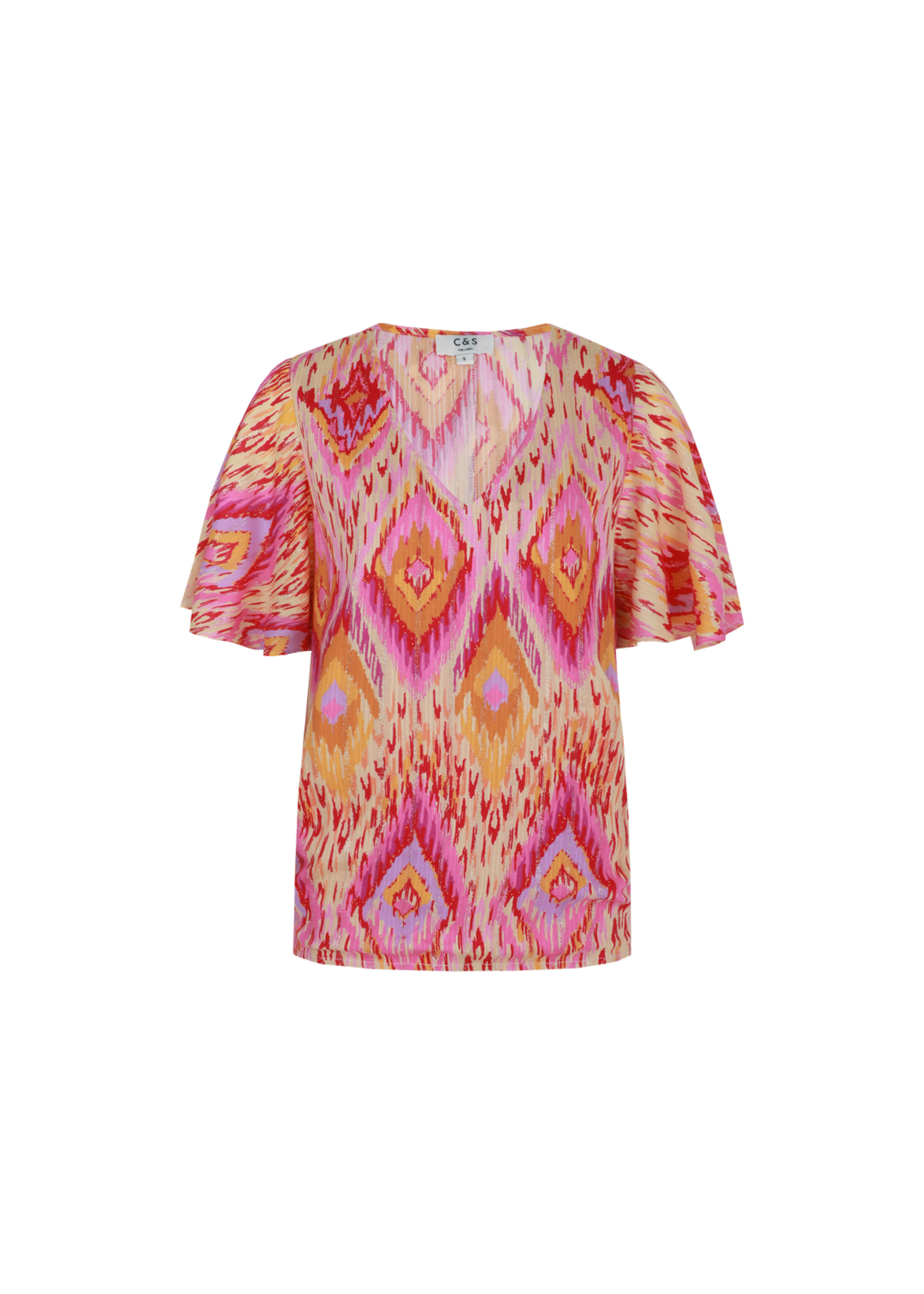 C&S The Label Florence Top Super Pink/Color Mix Maat L