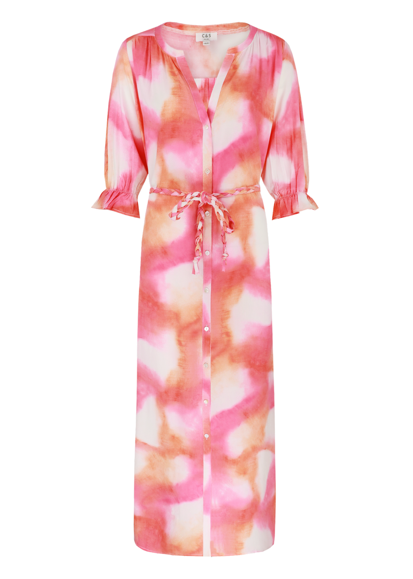 C&S The Label Amalfi Dress Offwhite/Super Pink Maat XS/S