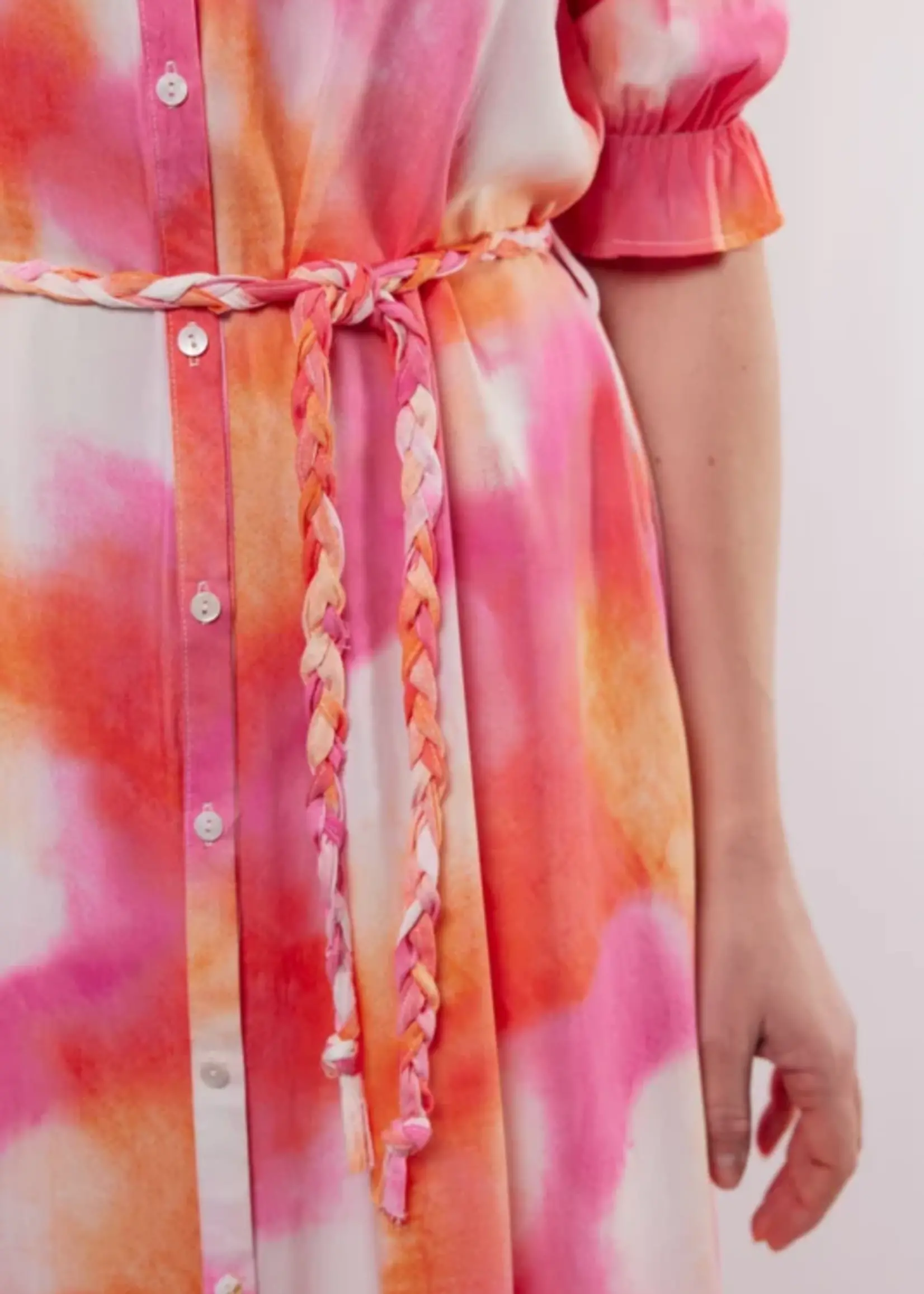 C&S The Label Amalfi Dress Offwhite/Super Pink Maat XS/S