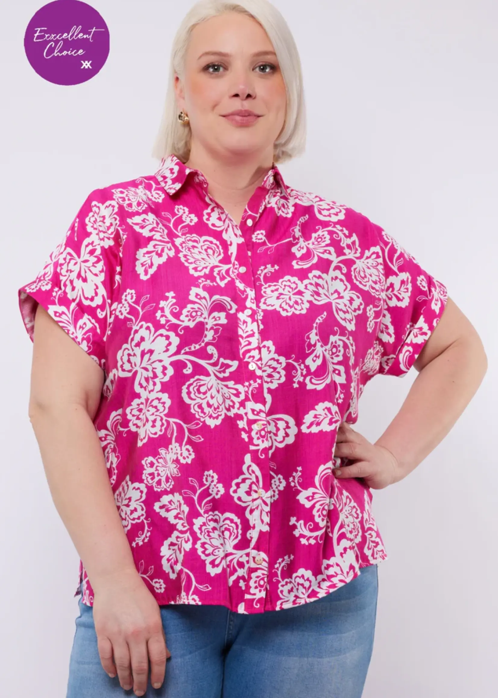 Exxcellent Ulani Blouse Super Pink/Offwhite