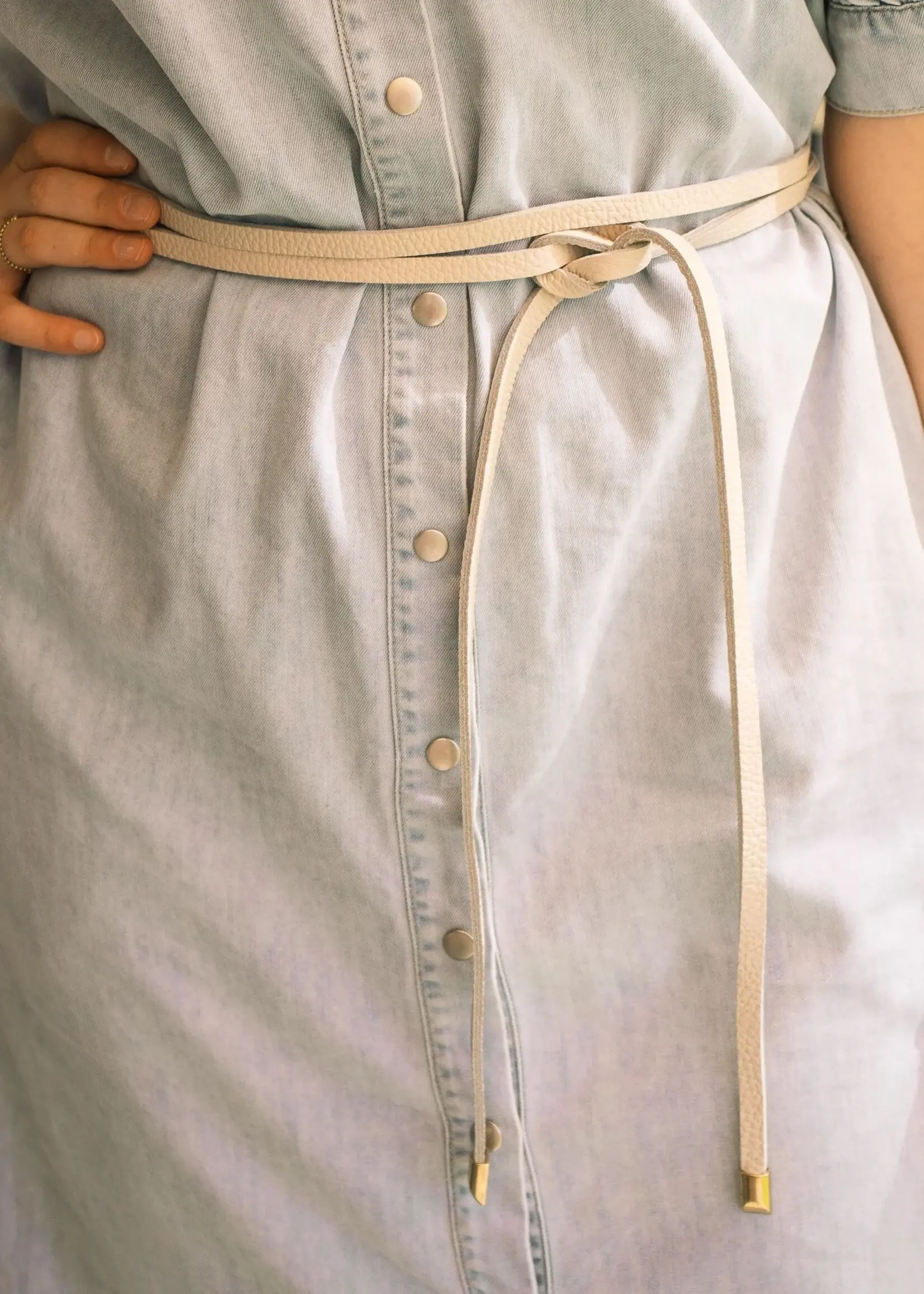 Knoopriem Beige lang (350 cm)