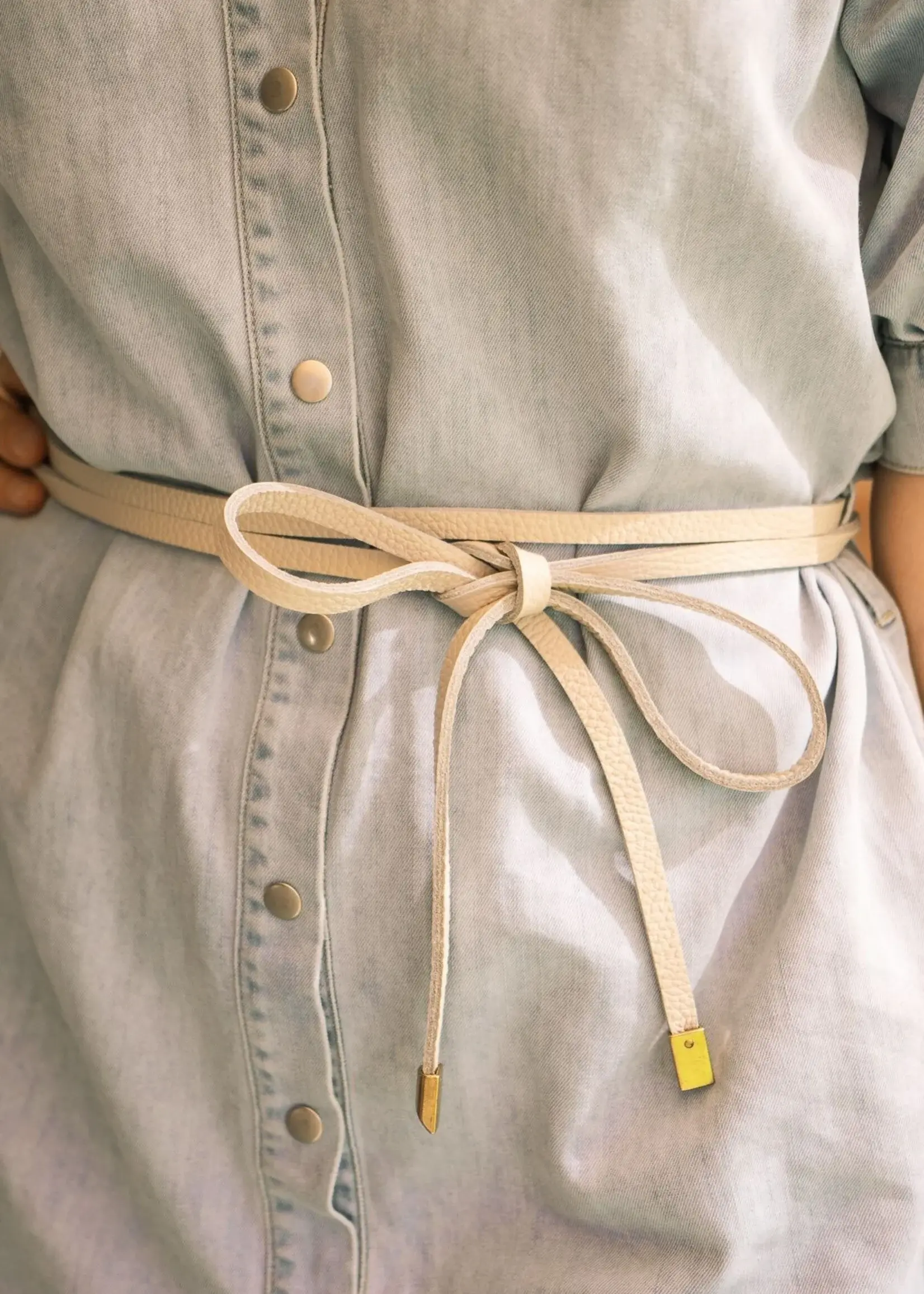 Knoopriem Beige lang (350 cm)